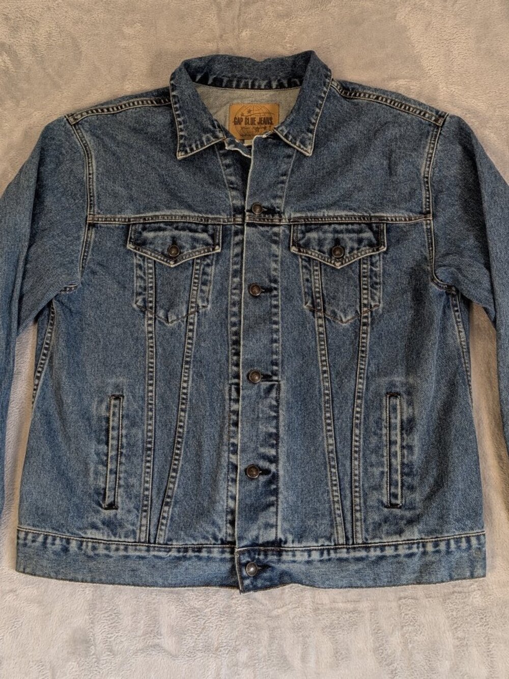 Vintage Y2K GAP Blue Jeans Classic Denim Trucker Jacket Men's XL Western